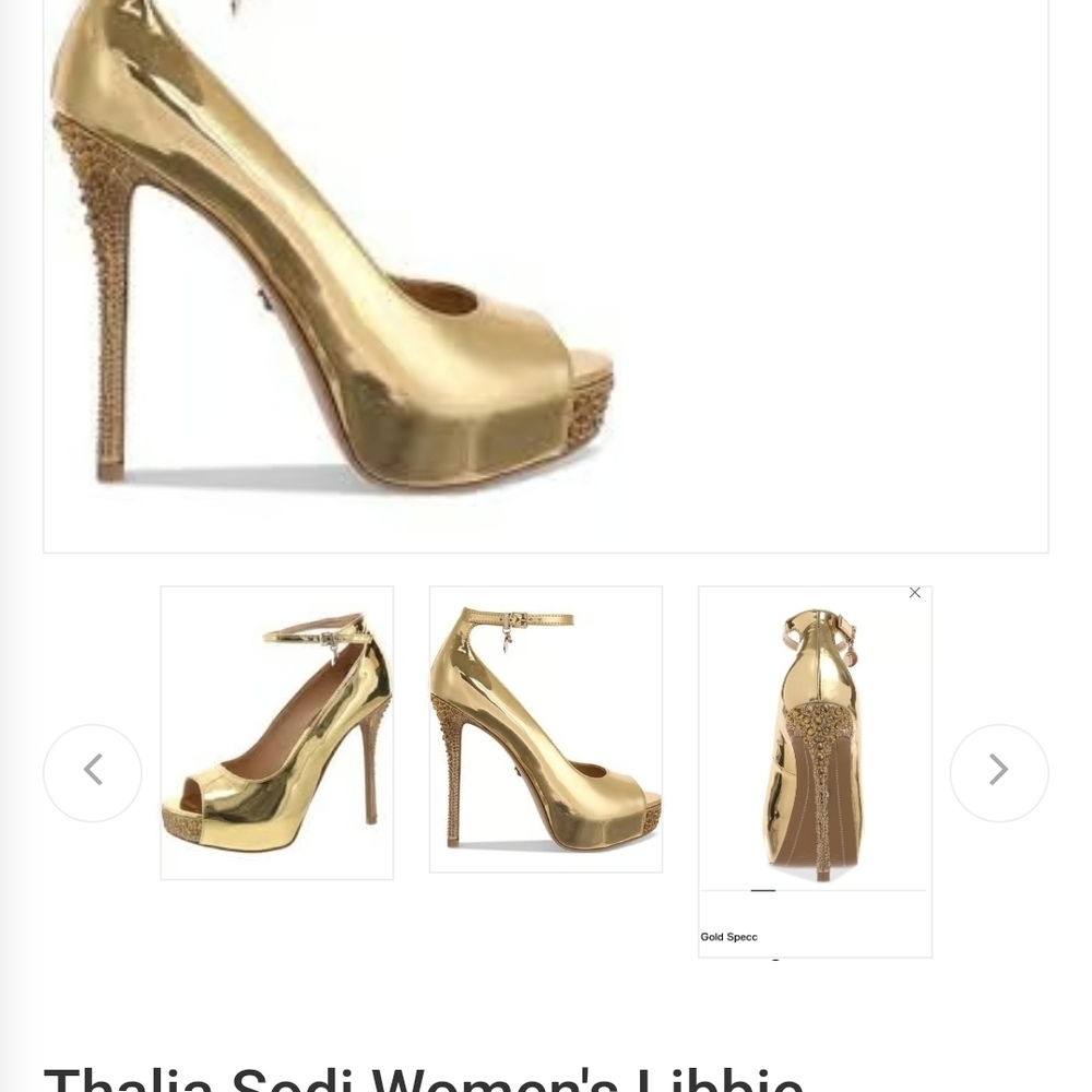 Thalia Sodi Women's Libbie Gold Peep-Toe Pumps Womans Size 7